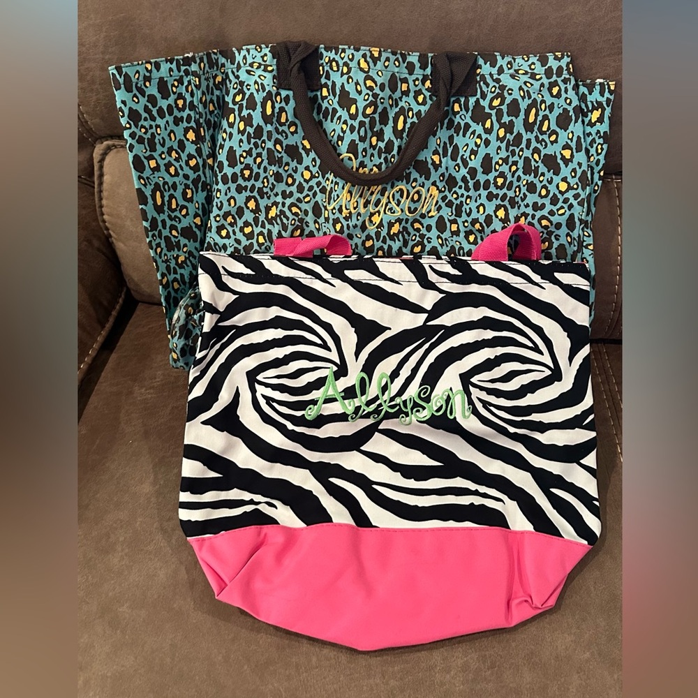 2 "Allyson" Animal Print Tote Bags